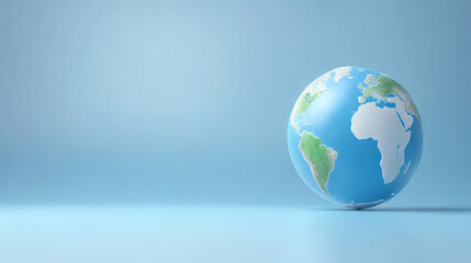 Fototapeta premium A colorful globe on a blue background symbolizes our planet's beauty and diversity, evoking a sense of global awareness and responsibility.