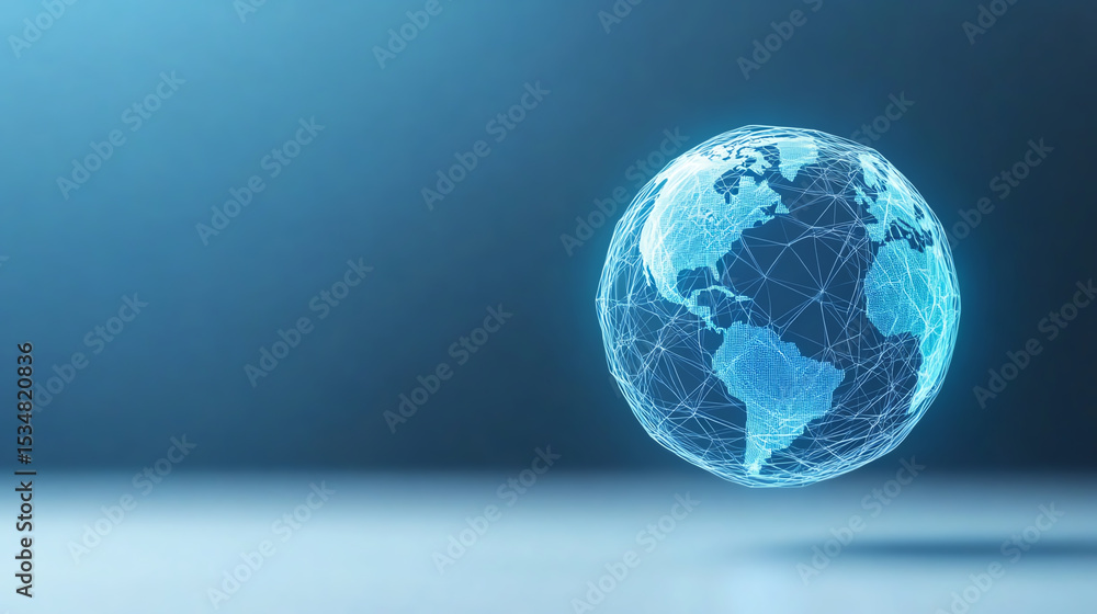 Poster a digital representation of a globe, showcasing global connectivity in technology. perfect for moder