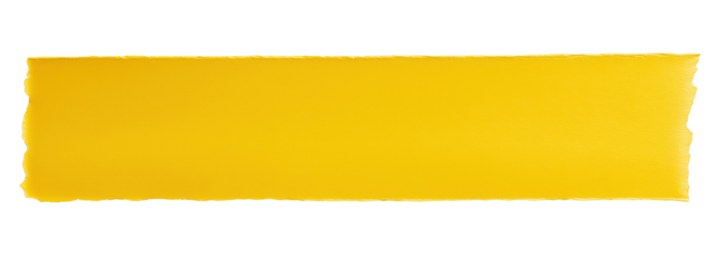 Bright yellow paper ribbon or tape strip with torn rough edges isolated on transparent background - Powered by Adobe