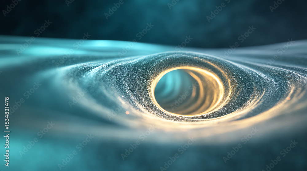 Poster A mesmerizing abstract representation of a vortex with glowing light effects, showcasing the beauty of fluid motion and energy.
