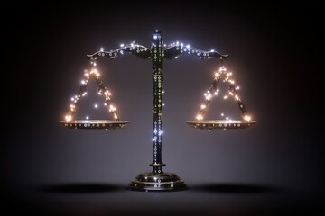 Golden scales of justice glow