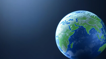 Fototapeta premium A stunning view of Earth from space, showcasing vibrant landmasses and oceans under a soft glow of light.
