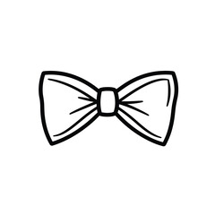 Fototapeta premium HandDrawn Black and White Bow Tie Illustration on White Background