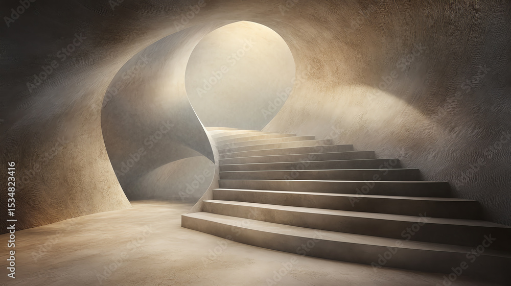 Aufkleber a surreal staircase leading into a soft, illuminated space, showcasing unique architectural design a