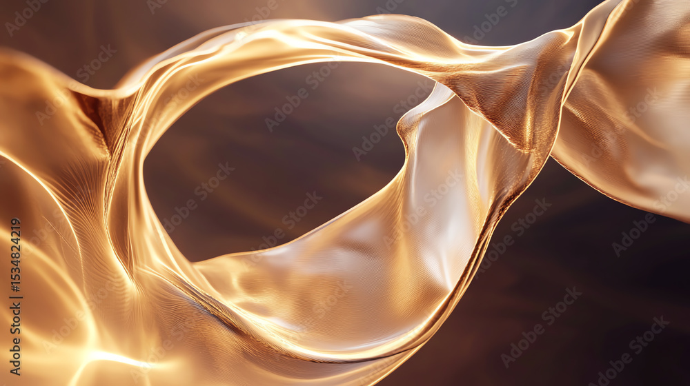 Poster Abstract flowing golden fabric creates an elegant and captivating visual effect, perfect for backgrounds and artistic projects.