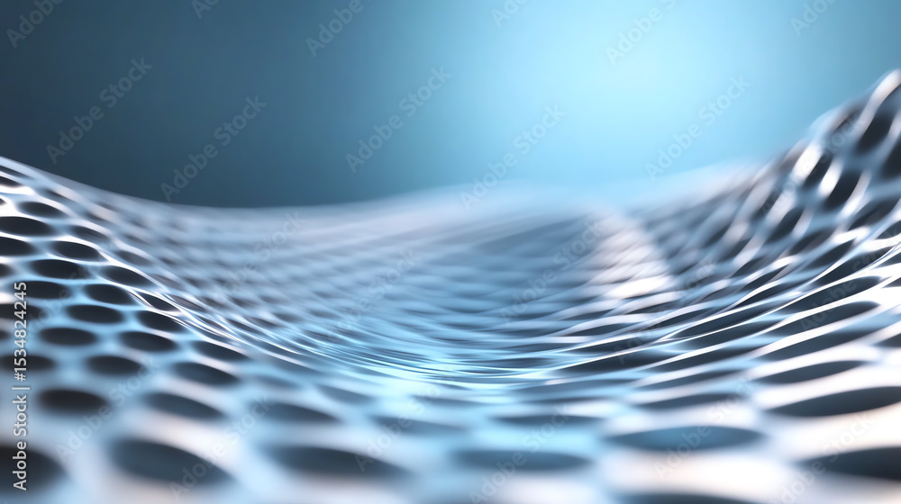 Aufkleber Abstract futuristic surface with a mesh pattern, showcasing a blend of light and shadows in a digital environment.