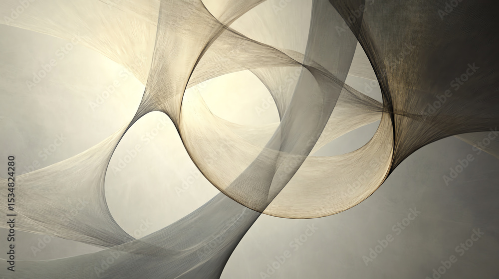 Aufkleber Abstract light and dark curves intertwining, creating a sense of depth and movement, perfect for modern design projects.