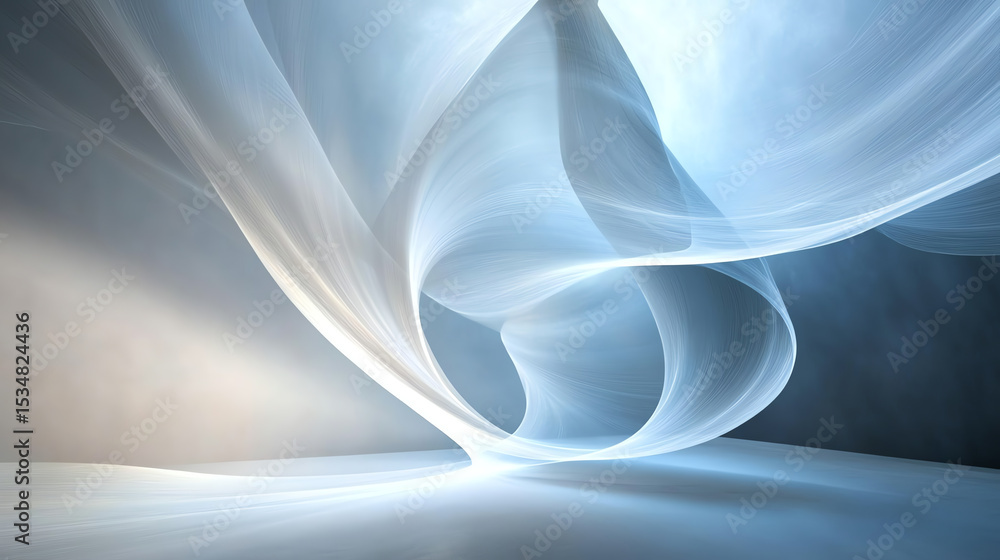 Poster Abstract swirling shapes in soft hues create a serene and calming atmosphere, perfect for digital backgrounds or artistic projects.