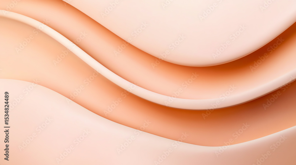 Poster Abstract waves of soft peach colors create a serene and harmonious visual feel, perfect for design projects.