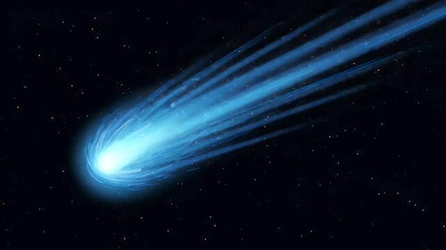 Bright comet streaking across a dark night sky