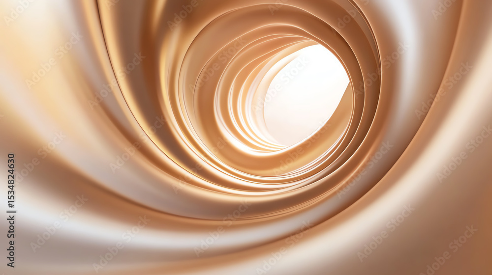 Poster An abstract design featuring swirling curves in soft beige tones, creating a sense of depth and tranquility, ideal for modern visuals.