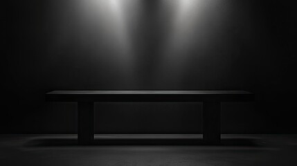 Fototapeta premium Dark room with spotlight on a long table