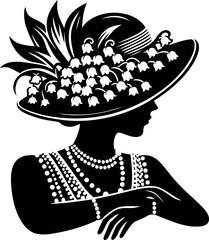 Retro flapper hat adorned with soft Lily of the Valley blossoms perfect for special occasions
