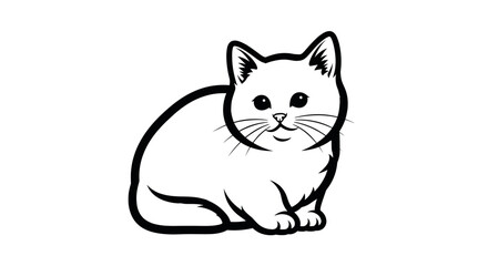 Obraz premium Illustration of a Cute Cat Sitting Playfully with a Cheerful Expression and Perky Ears