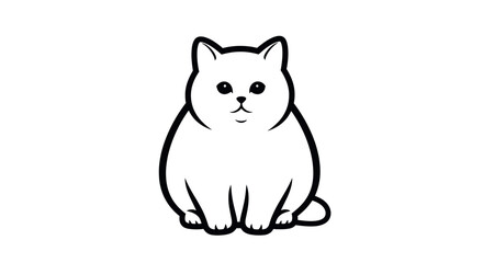 Fototapeta premium Fluffy White Cat Sitting Calmly with Big Eyes and Playful Expression