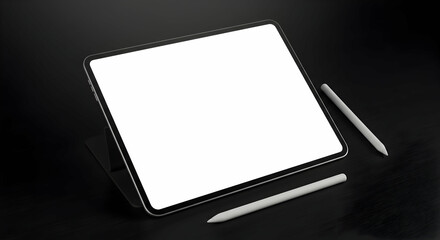 Modern tablet with stylus mockup blank screen design template digital art graphic illustration technology gadget device