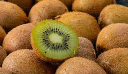 Close-up of kiwi fruit, tropical fruits.