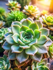 Close-up of a thriving jade succulent in full bloom