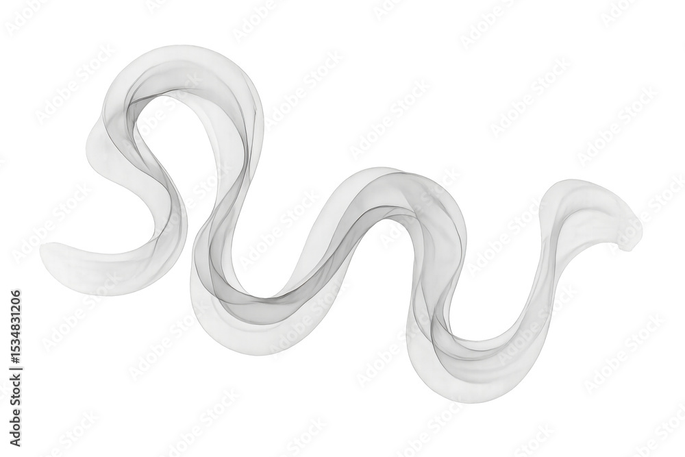 Poster elegant white fabric flowing smoothly, creating a dynamic and graceful wave pattern on a transparent