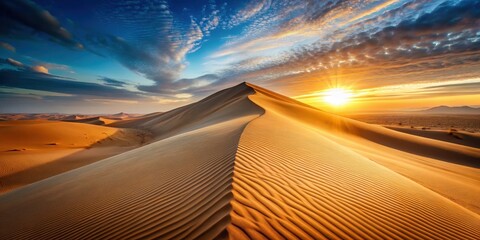 A majestic sand dune stretches towards the horizon