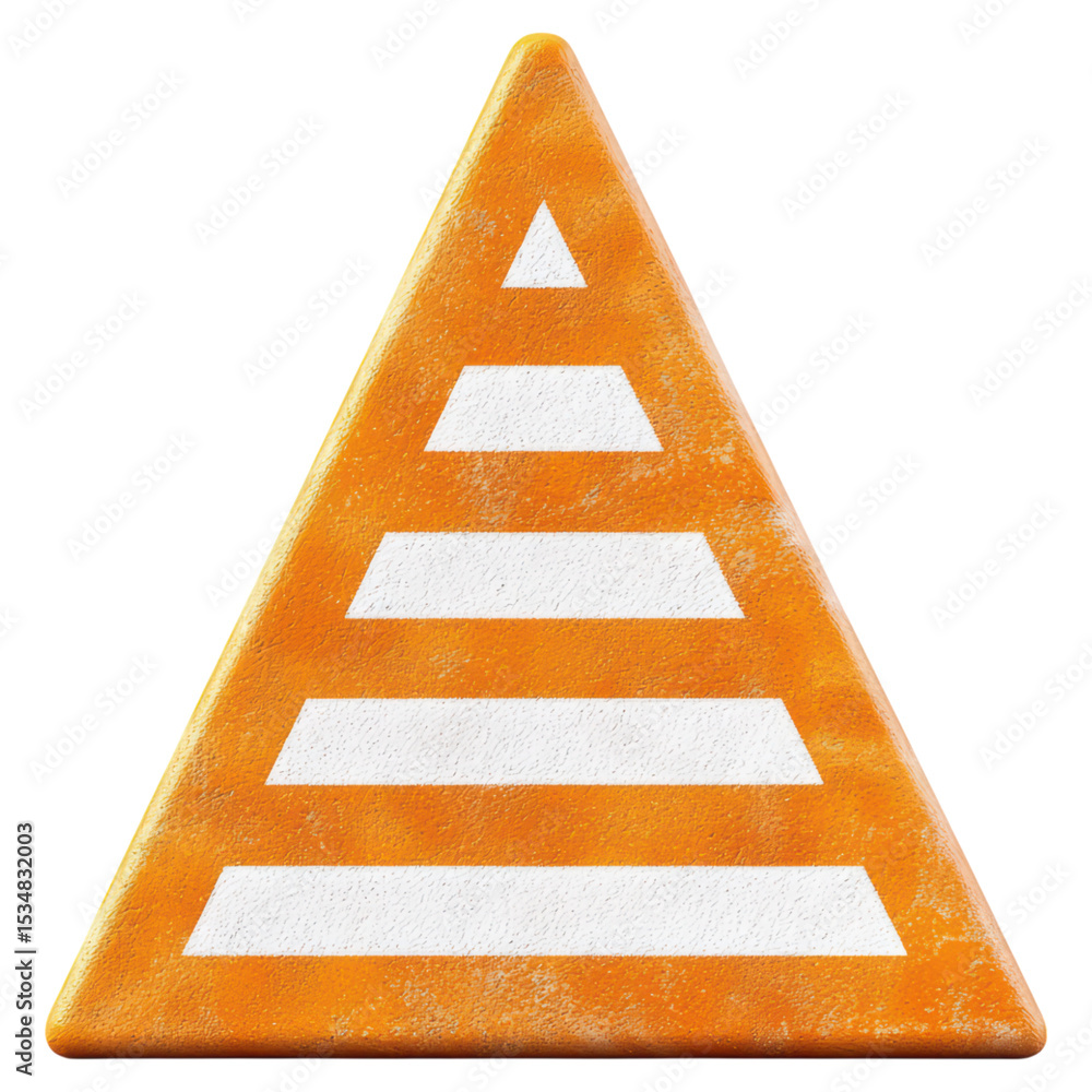 Poster orange triangle with white stripes suitable for various design projects, isolated on transparent bac
