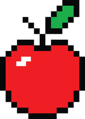 Apple pixel icon. Pixel art fruit apple sign. Pixelated fruit symbol. flat style.