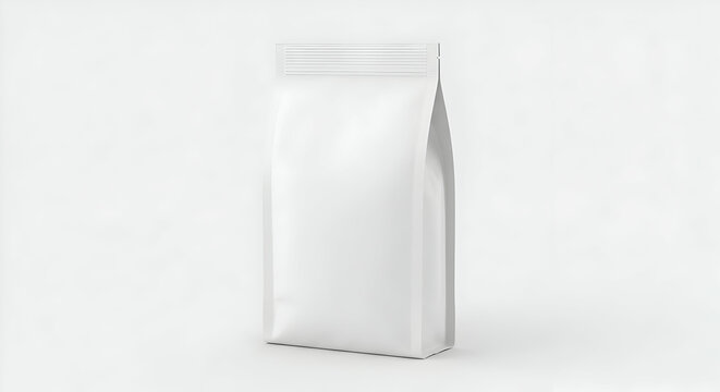 Blank White Stand Up Pouch Packaging Mockup for Coffee Beans Tea Food Products