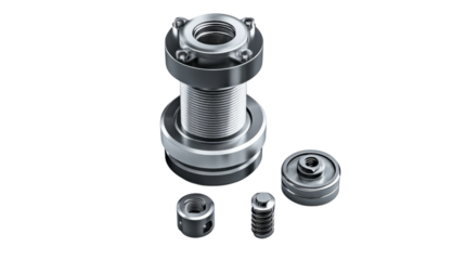 Industrial machinery components manufacturing facility product showcase steel environment close-up view precision engineering