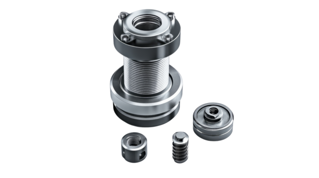 Industrial machinery components manufacturing facility product showcase steel environment close-up view precision engineering