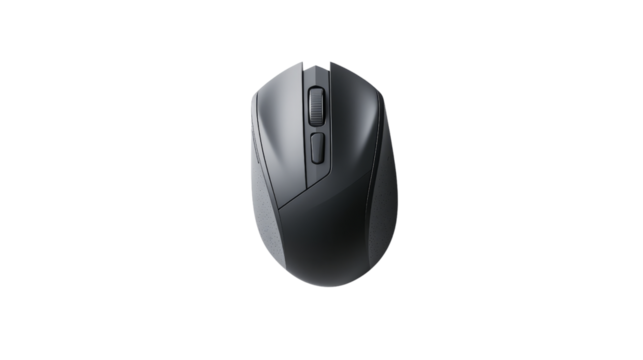 Efficient computer mouse setup home office tech equipment indoor top-down view productivity enhancement