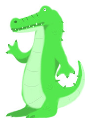 A cartoon crocodile with a smile isolated transparent background 