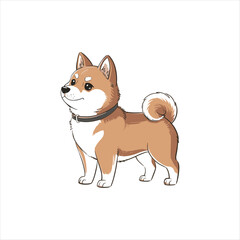 Cute Light Brown Shiba Inu Dog Cartoon – Standing Puppy Vector Illustration for Kids and Pet Projects