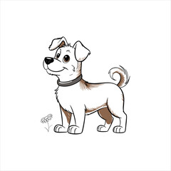 Cute Cartoon Dog Standing on White Background – Adorable Pet Illustration for Kids and Animal Lovers