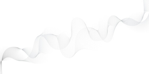 White wave curve lines banner background design. Abstract soft wave lines dynamic flowing gray light isolated background. Vector Illustration of the gray pattern of lines. Black stripes on white .