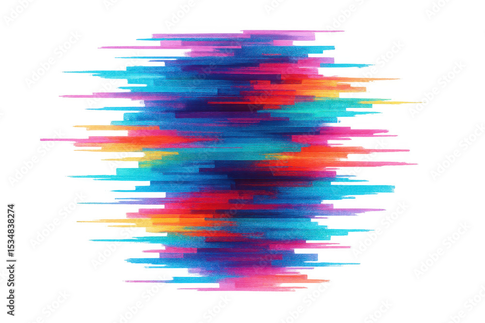 Poster colorful horizontal lines intersecting against transparent backdrop, forming geometric abstract patt