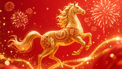 Abstract Illustration of Galloping Horse for Year of the Horse