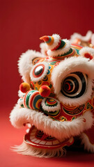 Close-up of lion dance head for Spring Festival celebration