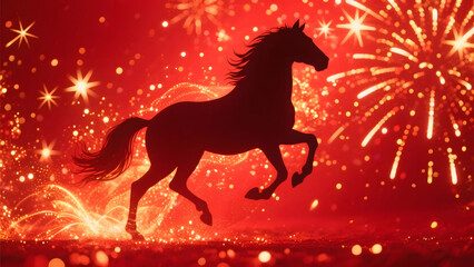 Abstract Illustration of Galloping Horse for Year of the Horse