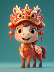 Fototapeta premium Cartoon Zodiac Horse Character Illustration for 2026