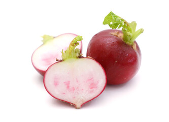 Bunch of fresh radish,Close-up of red grapes over white background,Moldova