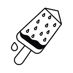 Watermelon popsicle dripping sweet juice Line Art Vector illustration