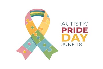 Autistic pride day june 18 puzzle ribbon awareness