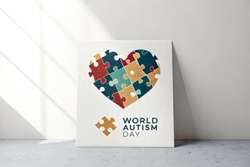 World autism day puzzle heart canvas print