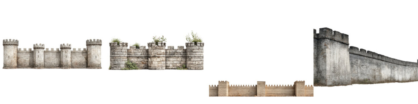 Imposing medieval castle walls with towers and battlements