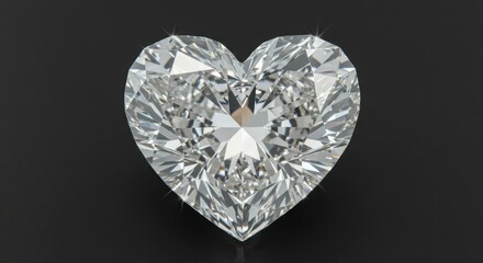 Sparkling heart-shaped gemstone, brilliantly cut with facets reflecting light