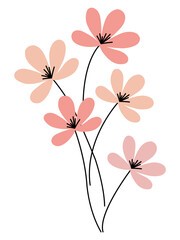 Delicate Pink Flower Bouquet Illustration Simple Floral Design for Spring, Summer, Wedding Invitations, or Greeting Cards. Perfect for Minimalist Aesthetic Projects, Digital Prints, and Home Decor.