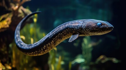 Obraz premium A graceful spotted aquatic animal swims gently in the water