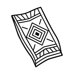 Beach towel with decorative geometric design Line Art Vector illustration