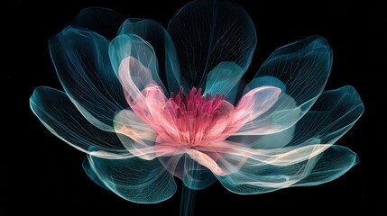 Obraz premium Delicate, translucent flower design on a dark background.