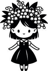 Charming girl wearing a handmade Lily of the Valley flower crown in springtime